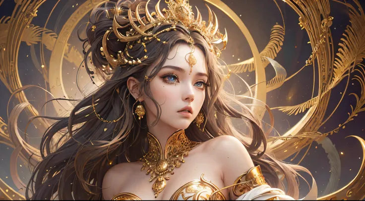 Absurd, ultra-detailed, high quality, masterpiece,  detailed face, beautiful eyes(detailed eyes), Greek mythology, Goddess, Hera , the queen of the gods, striking and captivating, features are classically beautiful, with high cheekbones, a perfectly propor...