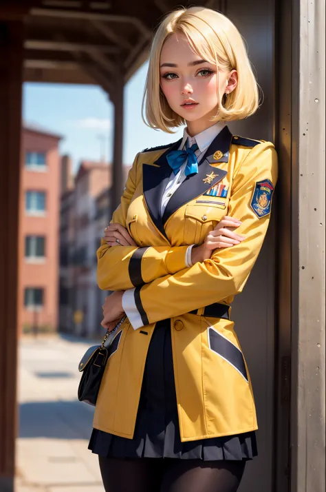 Blonde, Bob, Uniform, Looks like a rich man