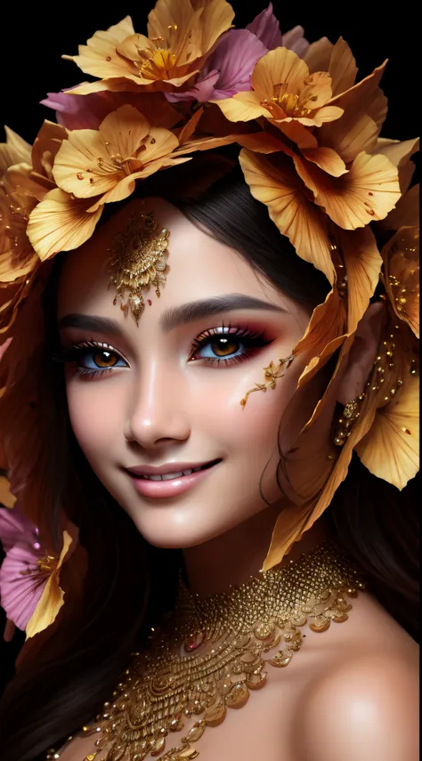 Young beautiful woman, long hair, elegant, too beautiful, A fervently fanatical digital persona, the zealous virtual influencer shines through the canvas with garish enthusiasm: gothic makeup radiates from her artificial skin, contrasting against the uncan...