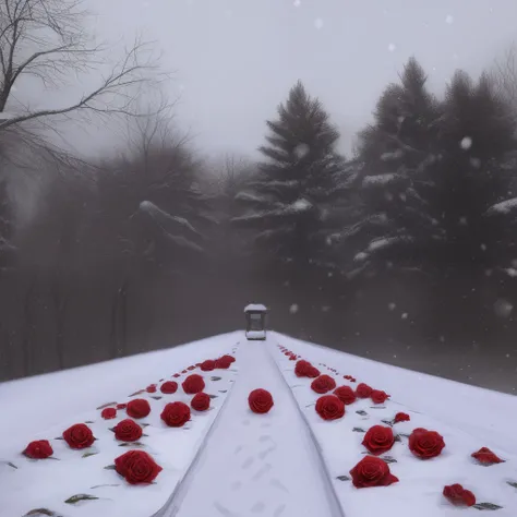 Roses in the snow