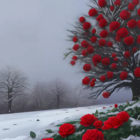 Roses in the snow