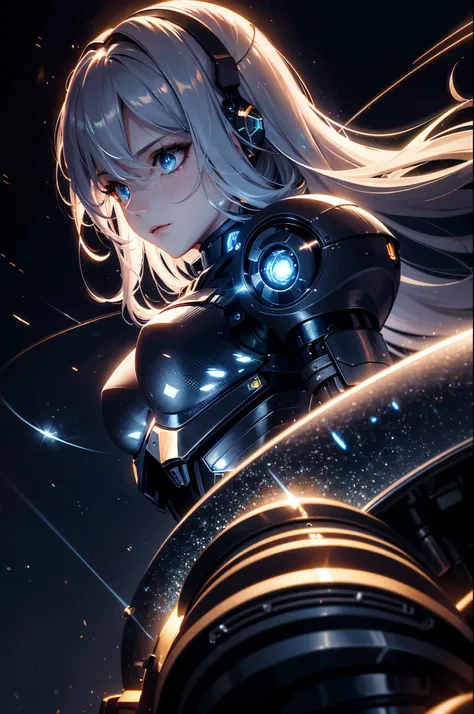 Mechanical girl, As estrelas,Best quality at best,4K,8K,A high resolution,tmasterpiece:1.2,ultra - detailed,actual,realisticlying:1.37,3Drenderingof,vivd colour,Focus sharp,cyber punk perssonage,detailedfacialfeatures,body modification,shiny metallic skin,...