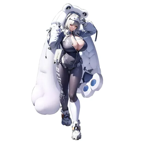 a woman in a white coat and a white cape walking, fully robotic!! catgirl, from the azur lane videogame, twintails white_gloves, digital art from danganronpa, azur lane style, sfw version, ( ( character concept art ) ), white cat girl, characters from azur...