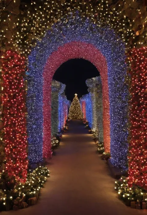 stunning christmas illuminations、Glowing lighting、illuminated tunnel、1,0 million LED lights shine、Seven colored lighting、Seven colored lighting、Seven colored lighting、Illuminated、Illuminations filling the walls of the building