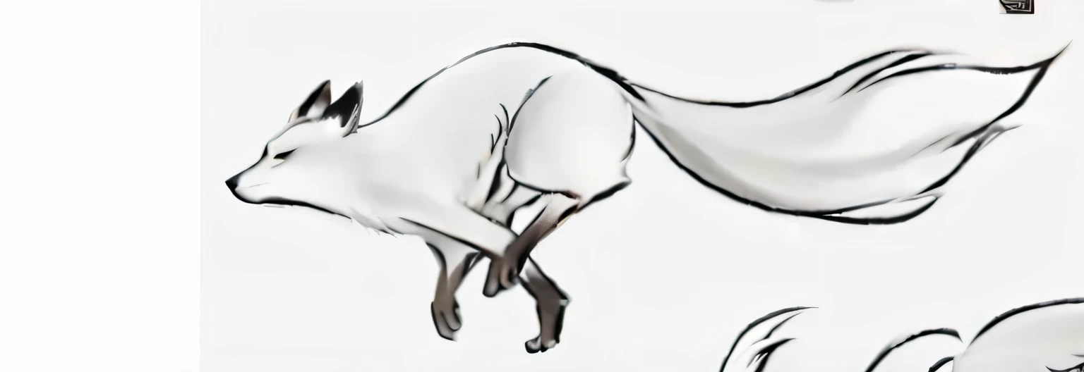 a fox running，Close-up of a drawing of a bird flying above, Stylized fox-like appearance, fox legs, traditional animation, hand-drawn animation, hand-drawn animation, quadrupedal, Ethereal Fox, Animal painting, Human fox, professional furry drawing, realis...