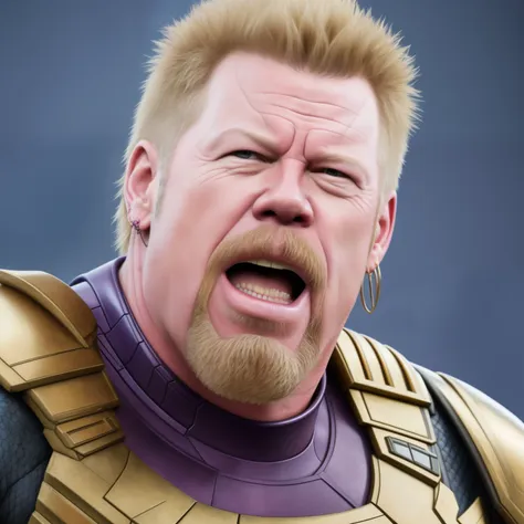 realistic portrait photo of james hetfield, thanos