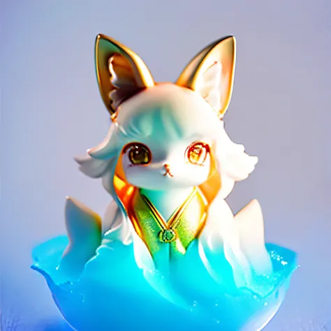 Create an anime using the Japanese house woman fox demon water element to make it as cute as possible Make it with an anime theme