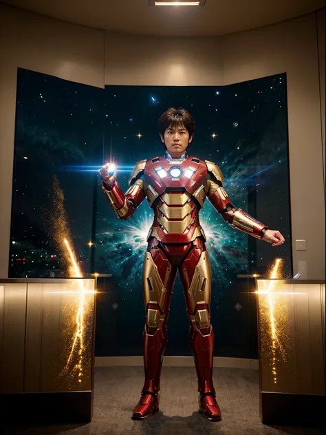 Super Seiya, of Thai descent, wears Iron Mans armor Merge with Transformers There is an energy around that is golden And he is in a future world where there is a civilization in space, a city filled with spaceships And he has a quantum computer, a nuclear ...