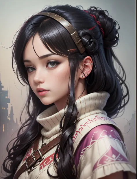 A girl with black hair viking realistic image --auto --s2