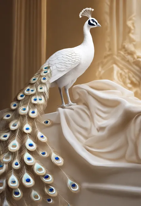 Best quality at best, Stunning artwork of beautiful white peacock, Peacock opens the screen,intricately details, (The best shadow), Elegant, Volumetriclighting