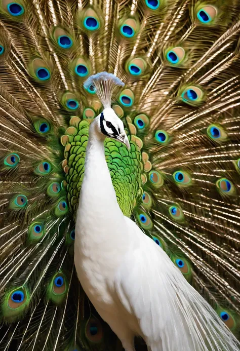 Best quality at best, Stunning artwork of beautiful white peacock, Peacock opens the screen,intricately details, (The best shadow), Elegant, Volumetriclighting