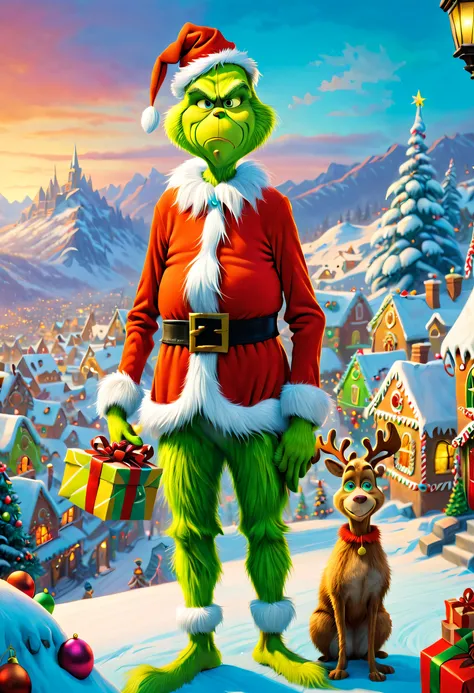 ((A lonely guy known as "The Grinch" lives on the top of a mountain. At the foot of the mountain is a town as beautiful as gingerbread, Whoville.As the town of Whoville prepares for Christmas, the Grinch plans to ruin the holiday for everyone.The Grinch, w...