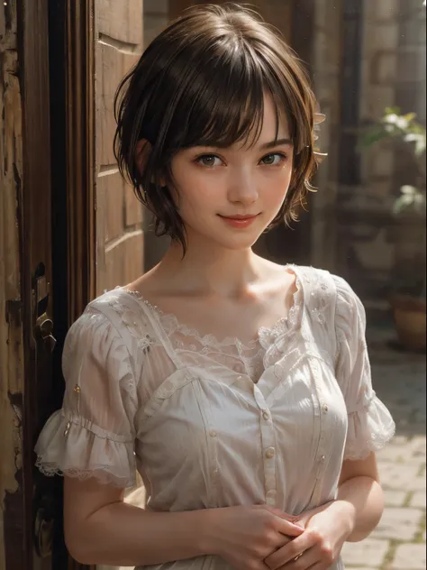 102
(a 20 yo woman,is standing), (A hyper-realistic), (high-level image quality), ((beautiful hairstyle 46)), ((short-hair:1.46)), (Gentle smile), (Keep your mouth shut), (trompe loeil), ((trickart))