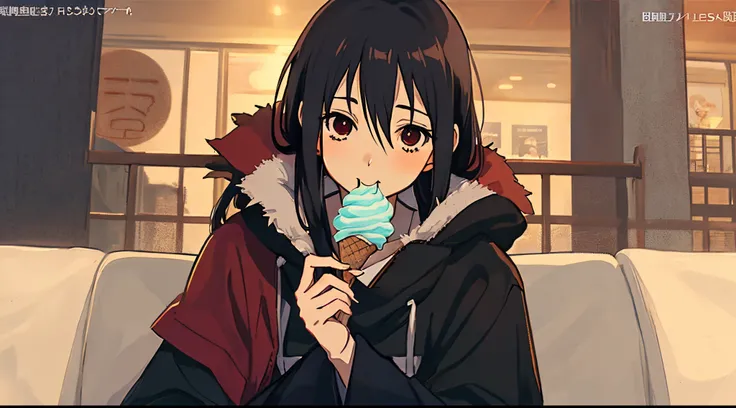 Itachi eating ice cream in anime manga style