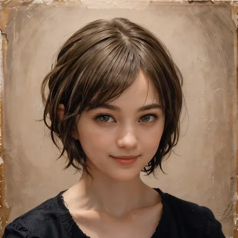 102
(a 20 yo woman,is standing), (A hyper-realistic), (high-level image quality), ((beautiful hairstyle 46)), ((short-hair:1.46)), (Gentle smile), (Keep your mouth shut), (trompe loeil), ((trickart))