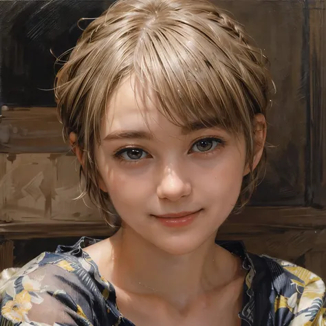 102
(a 20 yo woman,is standing), (A hyper-realistic), (high-level image quality), ((beautiful hairstyle 46)), ((short-hair:1.46)), (Gentle smile), (Keep your mouth shut), (trompe loeil), ((trickart))