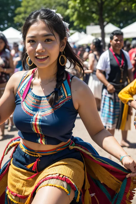 8k, highest quality, ultra details, indigenous woman, community gathering, vibrant cultural celebration, dance and music, unity ...