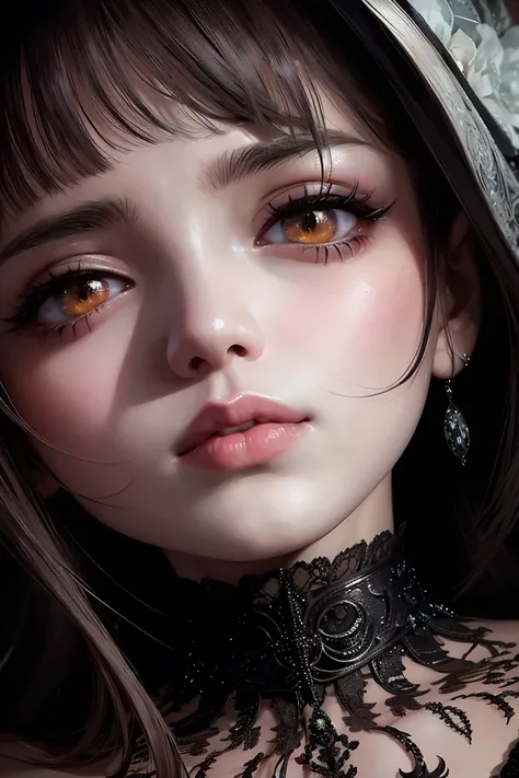 Beautiful detailed eyes, Beautiful detailed lips, extra detailed face, long eyelashes, Oil Painting, dark and intense atmosphere, Dramatic Lighting, Vibrant colors, Expressive emotions, Intricate details, Elements of surrealism.