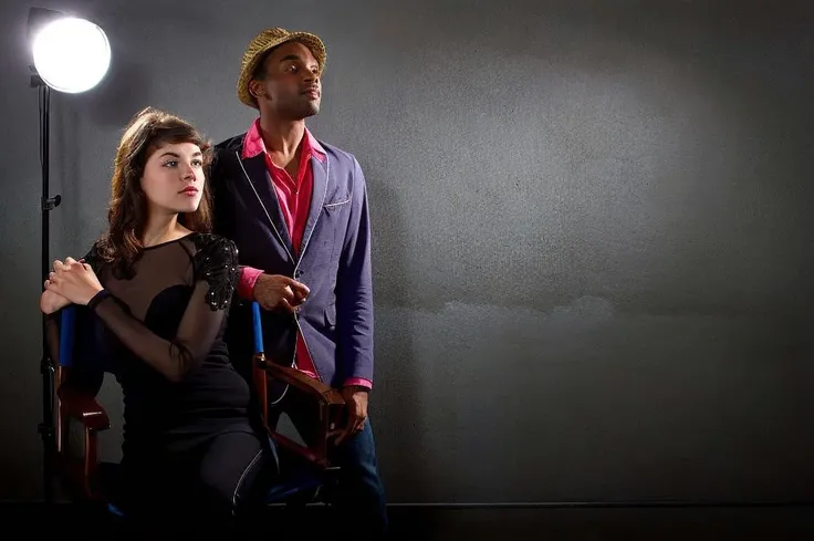 they are posing for a photo in a studio with a violin, photo from a promo shoot, promotional shot, promo shot, promotional image, promotional photo, advertising photo, looking sideways, promo image, publicity photo, promotional picture, photo portrait, 5 f...