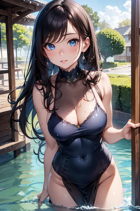 (Best Quality,4K,8K,hight resolution,masutepiece:1.2),Ultra-detailed,(Realistic,Photorealistic,Photorealsitic:1.37),Female, 20 years old,Eyes and faces with detailed,Long Wave Hair、dark brown hair、maid costume、long eyelashes,Beautiful detailed lips,Soft pa...