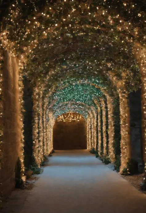 stunning christmas illuminations、Glowing lighting、illuminated tunnel、1,0 million LED lights shine、Seven colored lighting、Seven colored lighting、Seven colored lighting、Illuminated、Illuminations spread across the entire wall of the building