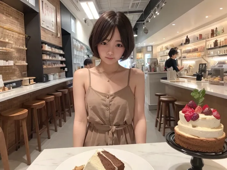 femele、1 persons、24 year old、Shorthair、a cake、cafes