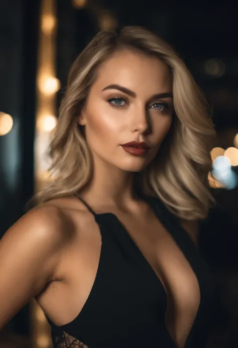 blonde woman with matching tank top and skirt posing at a night club, fille sexy aux yeux bleus, Portrait Sophie Mudd, blur background, best quality, 1girl, Portrait de Corinna Kopf, cheveux blonds et grands yeux, selfie of a young woman, ohne Maquillage, ...