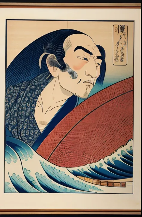 a ukiyo-e of man, in Hokusai Katsushika, front view