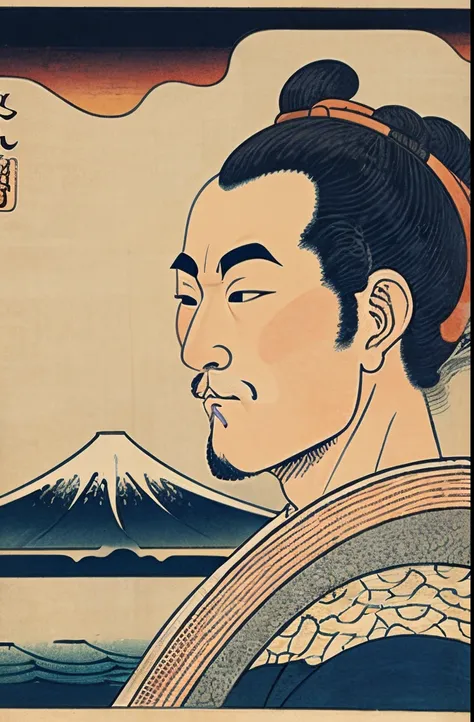 a ukiyo-e of man, in Hokusai Katsushika