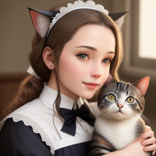 realistic.photo,A very beautiful female cat-shaped maid cyborg