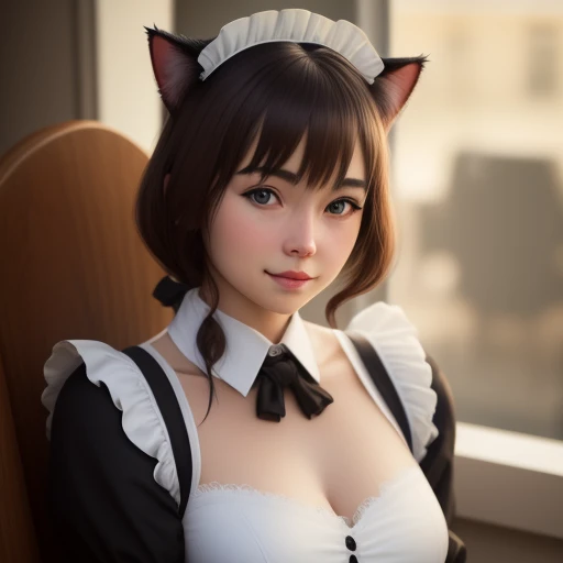 realistic.photo,A very beautiful female cat-shaped maid cyborg