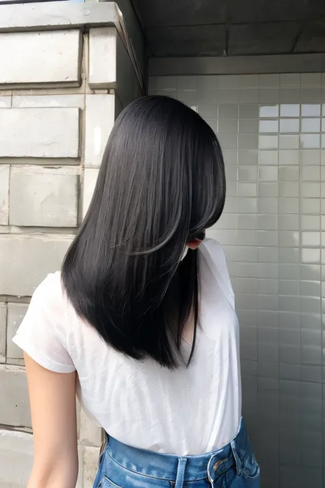 best shiny hair、Transparent hair、concrete tile wall