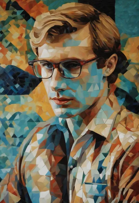 A photo of a vibrant and intricate mosaic artwork,American history,Jeffrey Dahmer, an infamous American serial killer, had an unassuming appearance that belied his gruesome criminal nature. He was of average build and height, with blonde hair and bespectac...