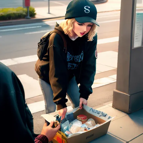 Taylor swift stealing from a homeless person