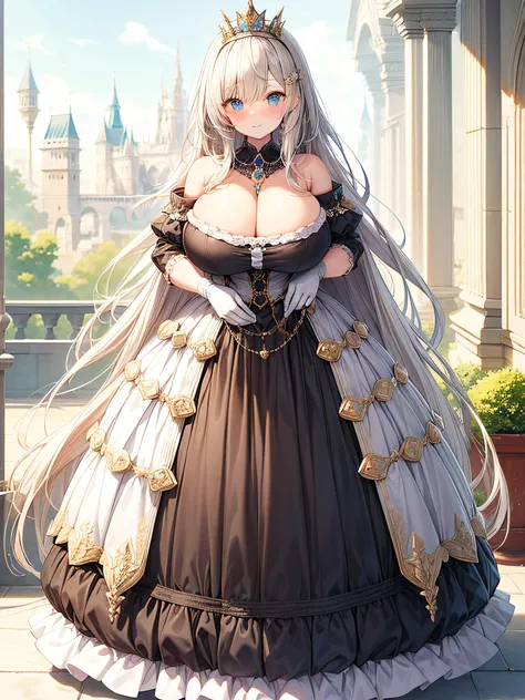 anime artstyle,Masterpiece,(Best Quality),(Super Detail),(Very Delicate and Beautiful),(Solo),((full body portrait)),full body,full body portrait,(detailed face and eyes),jewel-like beautiful eyes,(beautiful female princess),(gorgeous rococo ballgown decor...