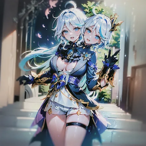 (3heads:1.7), masterpiece, best quality, ultra-detailed, glistening shiny, glowing light, ray tracing, HDR, deph of field, (perfect face, detailed face, detailed eyes,perfect hands),(medium boobs:1.2),8k,HD,ultra realistic face,ray tracing,perfect lighting...