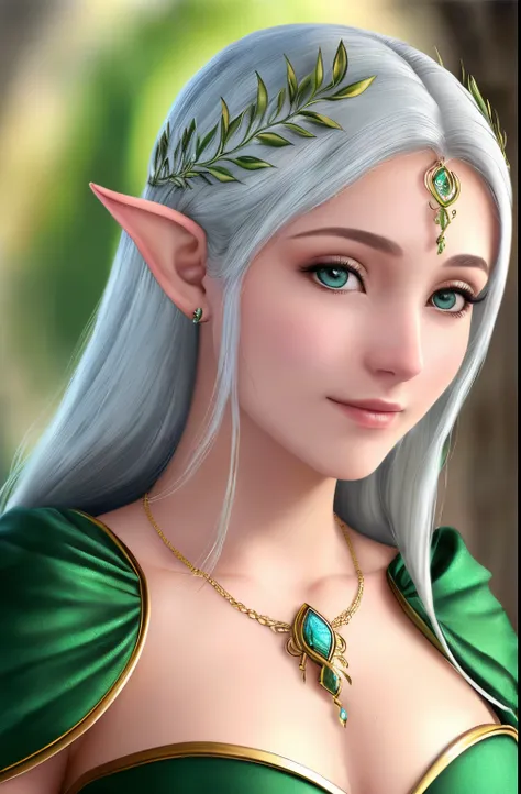 um close up de uma mulher em uma roupa de couro preto, elfo feminino bonito e elegante, retrato de elfo muito bonito, elven char...