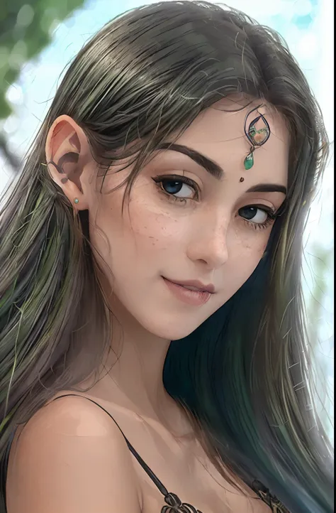 um close up de uma mulher em uma roupa de couro preto, elfo feminino bonito e elegante, retrato de elfo muito bonito, elven char...