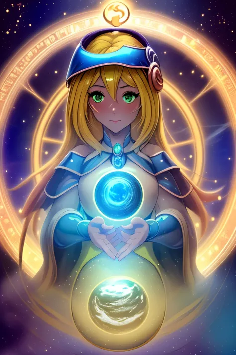 ((La mejor calidad)), ((Obra maestra)), ((realista)), retrato, dark magician gils.
1girl, celestial, Deidad, diosa, light particles, halo, Mirando al espectador,
(bioluminiscente:0.95), Vibrante, Colorido, Color, (resplandeciente, resplandecer),
(beautiful...