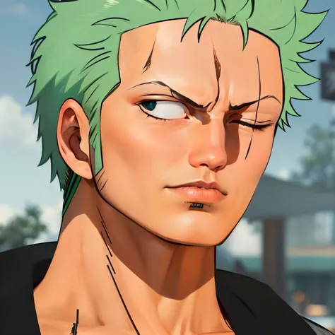 Hyperrealistic version of Roronoa Zoro, hyperdetailed, 8k, hyperrealistic