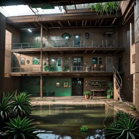 an abandoned post-apocalypse shelter in the jungle