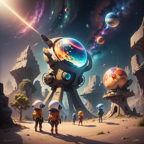 colorful planets, friendly aliens, spaceship, ready for exploration, young adventurers, pixar style --auto --s2