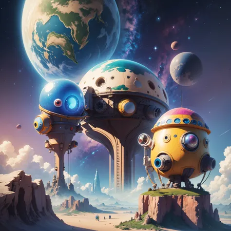 colorful planets, friendly aliens, spaceship, ready for exploration, young adventurers, pixar style --auto --s2