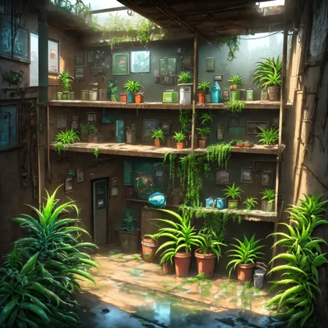 an abandoned post-apocalypse shelter in the jungle