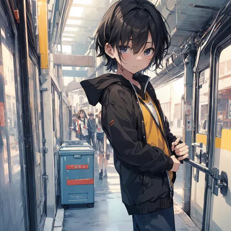 ((top quality, shinkai makoto style, ultra-detailed,high resolution,extremely detailed CG,unity 8k wallpaper, by famous artist, perfect anatomy, super detailed skin, cinematic lighting,Japanese scene)),break,(Please draw a girl walking sleepily to school. ...