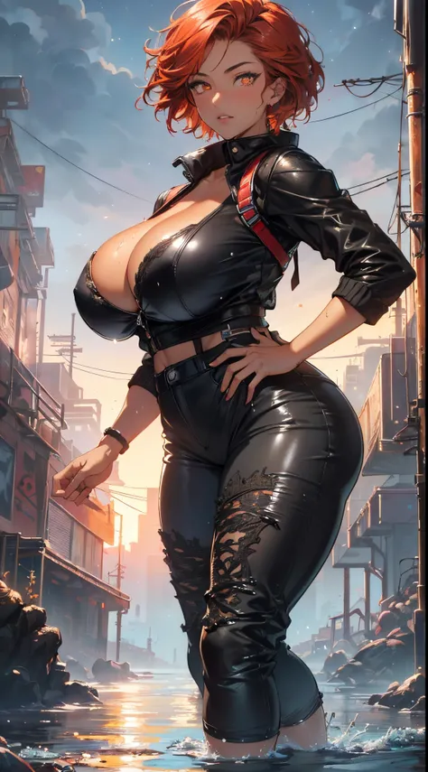 mechanical girl,(1girl:1.3),((1 black girl with extremely cute and beautiful red hair)),((((black race)))),

(big breasts: 1.4),sagging breasts,(((short red hair: 1.35,cropped,redhead,very short hair))),((heterochromia:1.5, (orange_eye and red_eye))),intri...