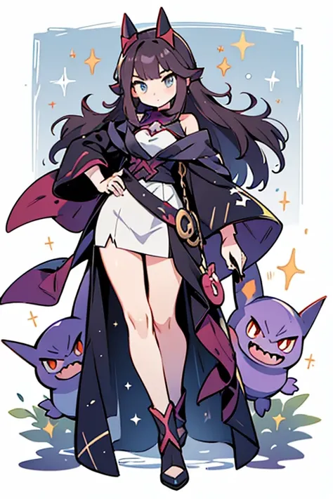 human pokemon Gengar ; glitter; full body; outfit pokemon Gengar inspired