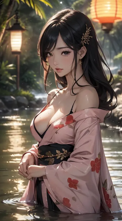 (((8k wallpaper of extremely detailed CG unit, ​masterpiece, 超A high resolution:1.2, top-quality:1.2, masutepiece))), ((extremely beautiful lady, lying in the water, sad Facial expression)), ((extra detailed face, Highly detailed black eyes, extra detailed...