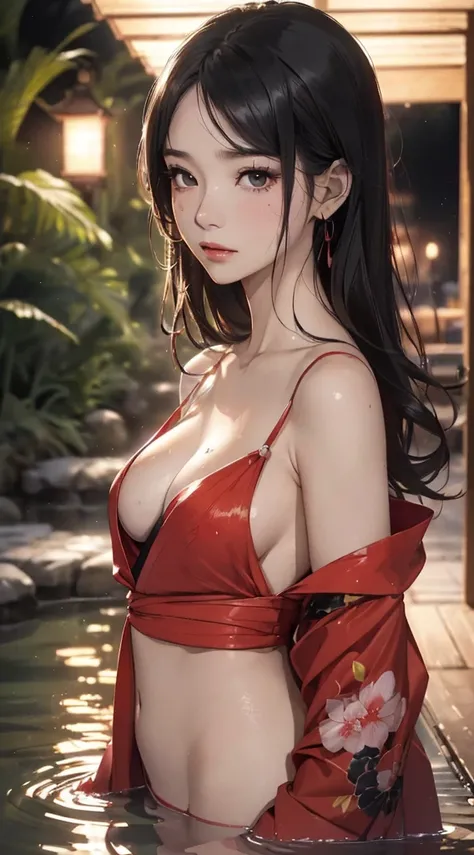 (((8k wallpaper of extremely detailed CG unit, ​masterpiece, 超A high resolution:1.2, top-quality:1.2, masutepiece))), ((extremely beautiful lady, lying in the water, sad Facial expression)), ((extra detailed face, Highly detailed black eyes, extra detailed...