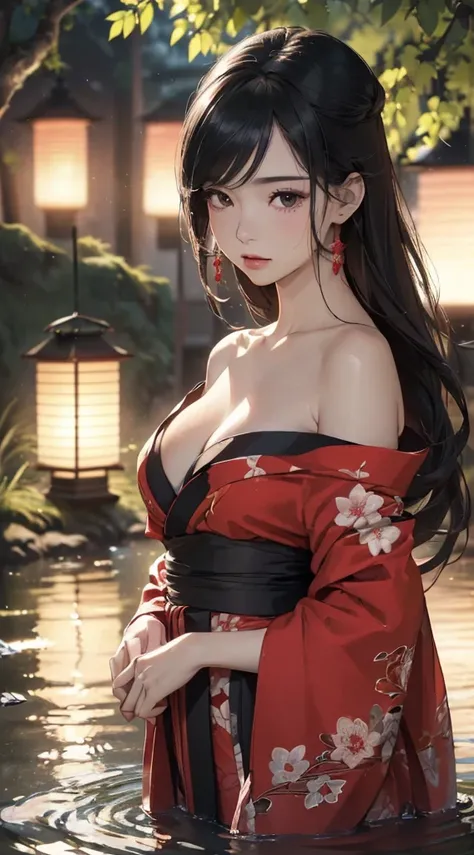 (((8k wallpaper of extremely detailed CG unit, ​masterpiece, 超A high resolution:1.2, top-quality:1.2, masutepiece))), ((extremely beautiful lady, Small:1.6, face is facing forward, lying in the water, sad Facial expression)), ((extra detailed face, Highly ...